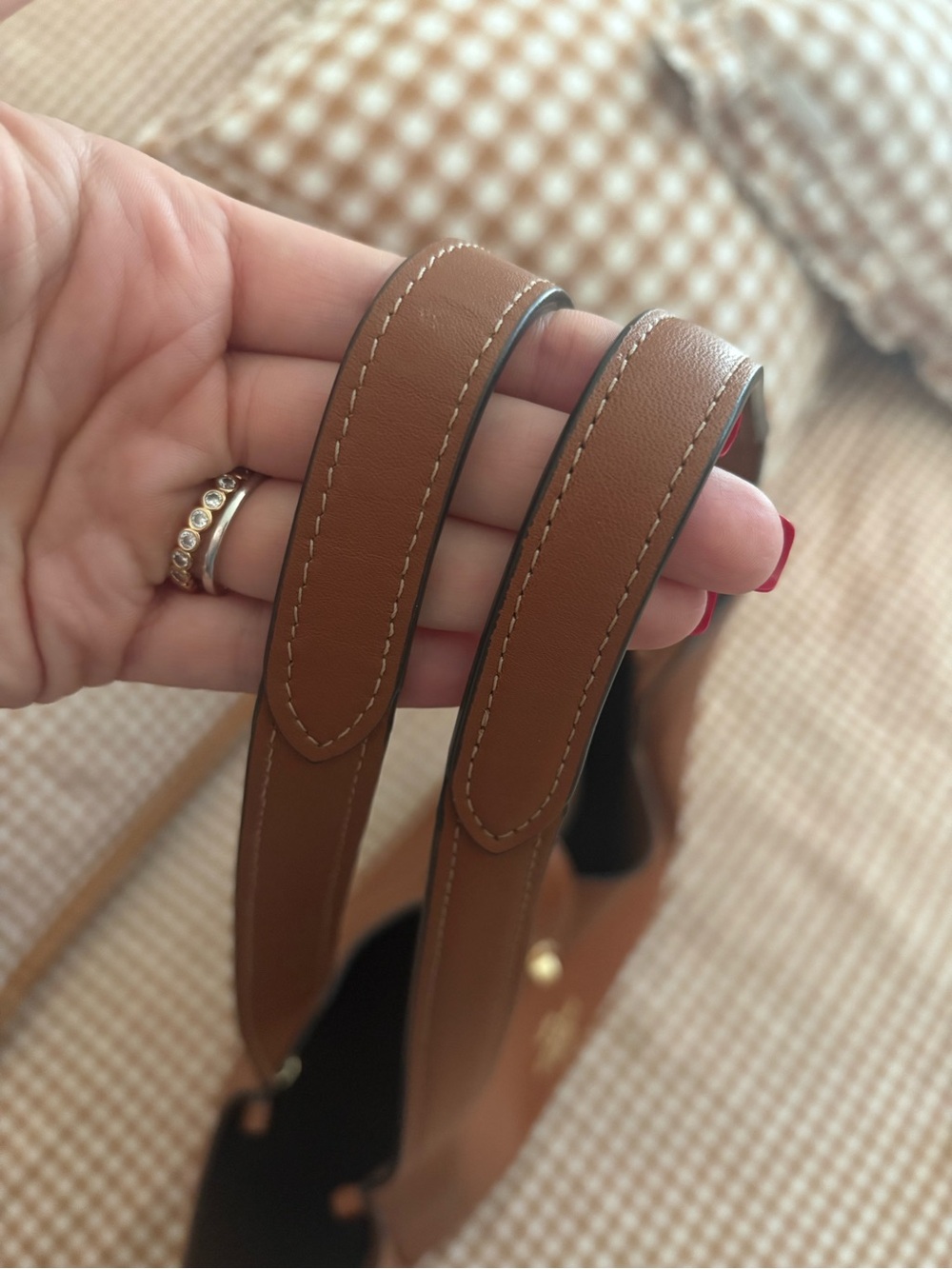 COACH Hadley Brown Leather Tote Bag - Turnlock Detail - Picture 7 of 12